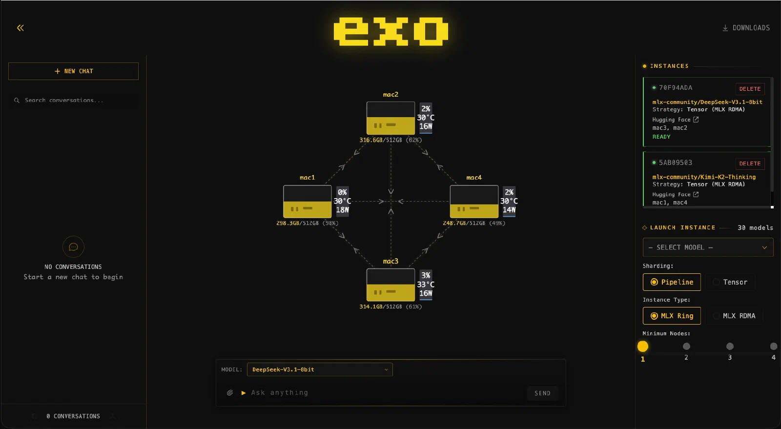 exo设备拓扑与模型实例管理界面