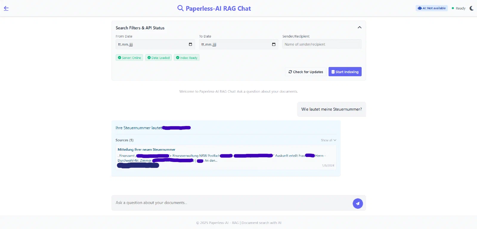 Paperless AI 文档检索问答与来源列表